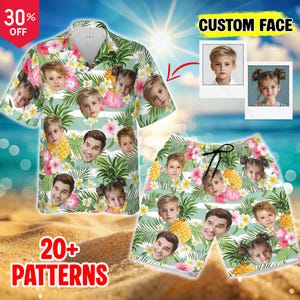 NEW SUMMER ITEM! Personalized Hawaiian Shirt with Face,Custom Hawaiian Shirt with Photo,Custom hawaiian shirt logo text,Summer Family Gifts