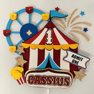 Carnival/Circus Personalized Cake Topper
