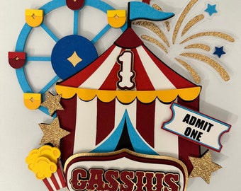 Carnival/Circus Personalized Cake Topper
