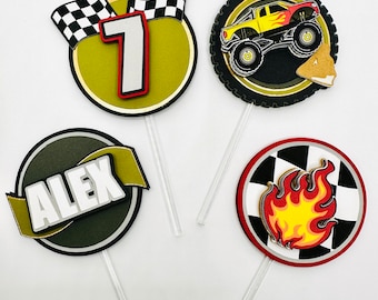 Personalized Monster Truck Cupcake Toppers | Boy Birthday Party Decor | Custom Name & Age