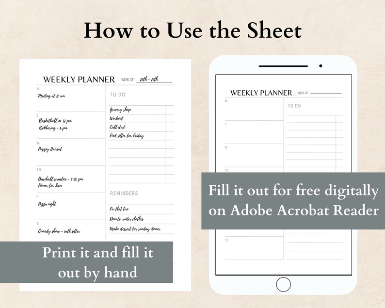 Minimalist Weekly Planner Printable Calendar Essential Weekly - Etsy