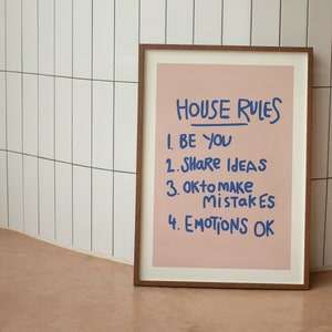 House Rules Digital Poster, House Rules Wall Art, Art Print, Printable Wall Art, Home Gift