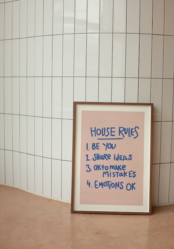 House Rules Digital Poster, Art Print, Printable Wall Art, Home Gift