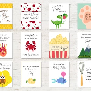 5 Birthday Pun Cards with Envelopes (5 Mixed Cards)