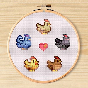 Stardew Valley Chickens Cross Stitch Pattern