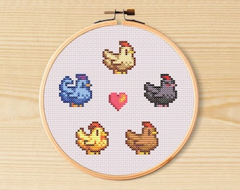 Stardew Valley Chickens Cross Stitch Pattern