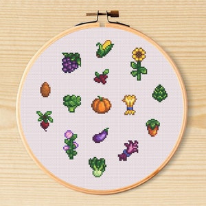Stardew Valley Autumn Crops Cross Stitch Pattern