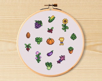 Stardew Valley Autumn Crops Cross Stitch Pattern