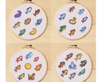 Stardew Valley Fish Cross Stitch Pattern Bundle - 4 Patterns included!