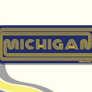 Blue & yellow Michigan lines sticker, laptop decal, waterproof sticker, Michigan gift, University of Michigan sticker, notebook sticker