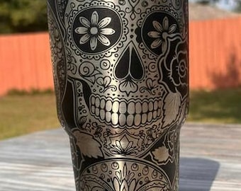 30oz Sugar Skull Wrap - Digital File - SVG - Lightburn