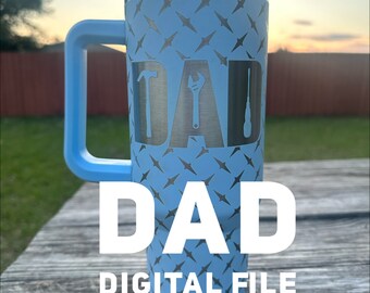 40 oz Dad Diamond Plate w/ flag - Digital File - SVG - Lightburn