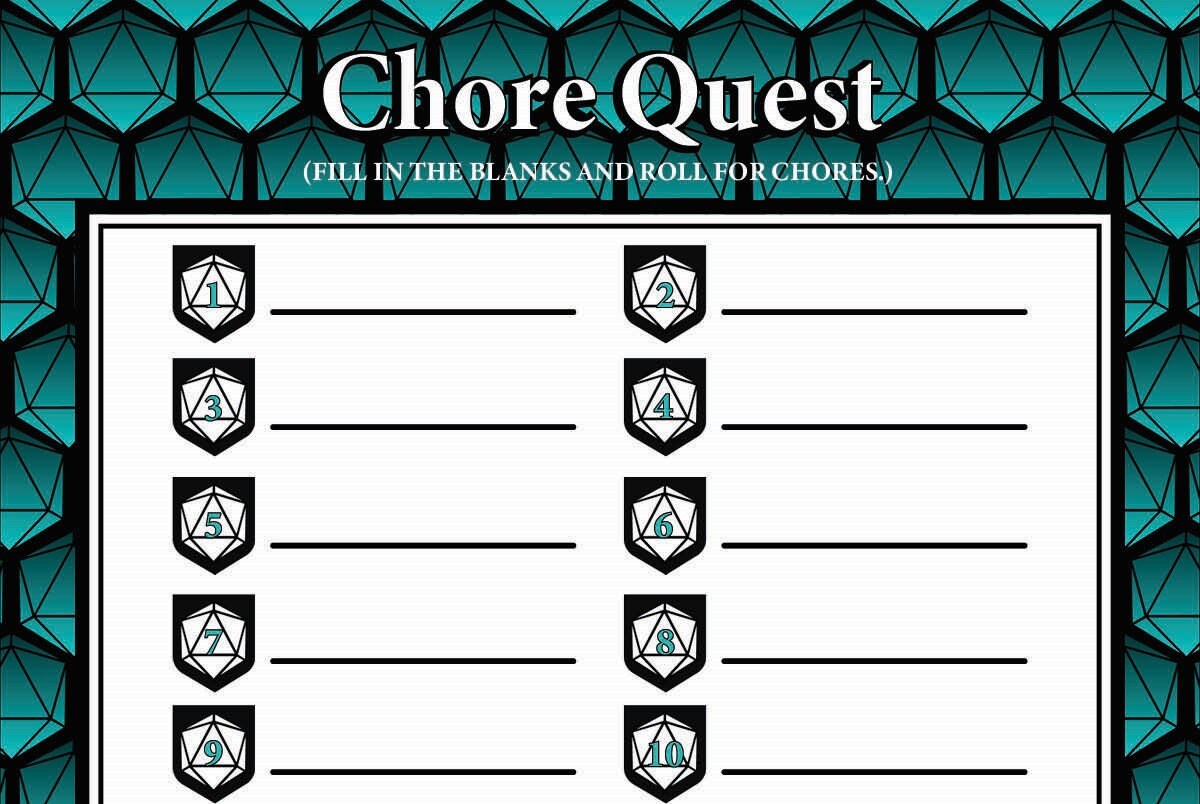 Chore Quest: D20 Edition - Etsy