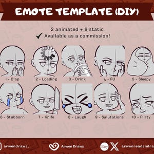 Conjunto de plantillas de emoticones para hacer tú mismo - Conjunto YCH para Twitch/Discord...