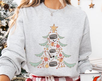 Hockey Christmas Tree Sweatshirt: Holiday Hockey Gift