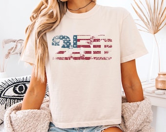 Comfort Colors Retro 250th Anniversary Boxy Tee, USA Flag Crop Top 4th of July Gift