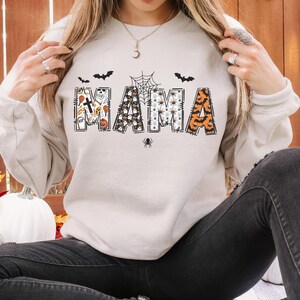 Spooky Mama Halloween Sweatshirt, Retro Halloween Mom Hoodie, Halloween Mom Gift, Spooky Mama Cute Sweatshirt, Halloween Mama Shirt