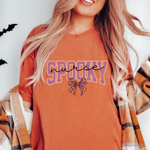 Cute Spooky Nurse Comfort Colors® Shirt, Halloween Gift For Nurse, Nurse Halloween Sweatshirt, Fall Graphic Tee, Spooky Season Gifts