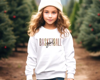 Basketball Girl Youth Hoodie: Cotton-Blend Kids Sweatshirt