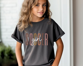 Comfort Colors Soccer Girl Youth Shirt: Vintage Style Cotton Tee
