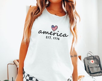 Comfort Colors Patriotic Tank Top: USA Independence Day Shirt