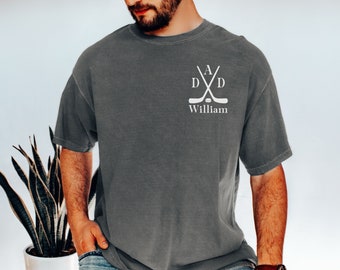 Custom Hockey Dad Comfort Colors T-Shirt: Personalized Hockey Gift