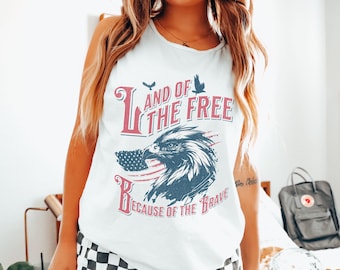 Comfort Colors Patriotic Tank Top: Land of the Free, Retro 4th of July