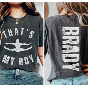 Custom That&#39;s My Boy Gymnastics Mom Comfort Colors Shirt, Personalized Gift for Mom Dad, Gymnastics Mom Sweatshirt, Gymnastics Boy Mom Shirt