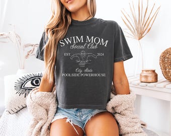 Swim Mom Social Club Comfort Colors Cropped Boxy Tee