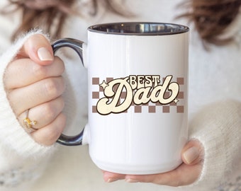 Retro Checkered Best Dad Mug, Gift for Dad, Retro Best Dad Coffee Mug, Fathers Day Gift, Retro Best Dad Coffee Mug,  Dad Life Coffee Mug