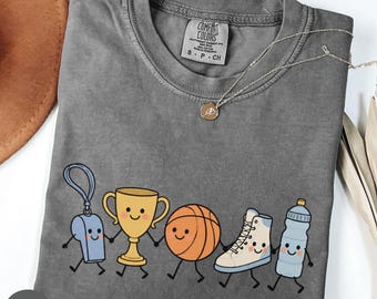 Comfort Colors Basketball Mom Shirt, Kawaii Basketball Graphic Sweatshirt, Basketball Player Gift, Cute Lover Shirt