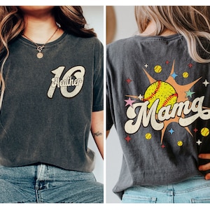 Retro Softball Mama Comfort Colors Shirt: Personalized Softball Mom Gift