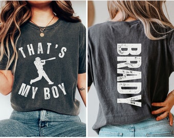 Custom That's My Boy Baseball Mom Comfort Colors Shirt, Personalized Gift for Mom Dad, Cute Baseball Mom Sweatshirt, Baseball Mom Shirt