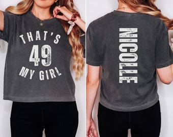 Custom Number Comfort Colors Crop Top: Personalized Sports Mom Tee
