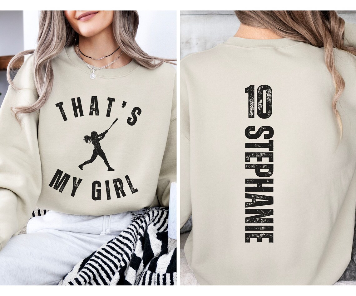 Custom That's My Girl Softball Mom Sweatshirt, Personalized Gift Model T8si249