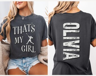 Custom Retro That's My Girl Softball Mom Comfort Colors Shirt, Personalized Gift for Mom, Cute Softball Mom Sweatshirt, Softball Mom Shirt