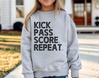 Funny Soccer Youth Sweatshirt: Retro Soccer Girl Boy Tee