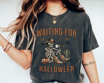Comfort Colors Western Skeleton Halloween Shirt: Spooky Cowboy Tee