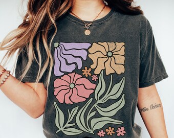 Comfort Colors Retro Wildflower Shirt: Boho Floral Tee
