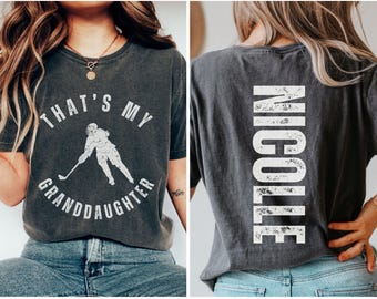 Custom Hockey Grandma Comfort Colors Shirt: Personalized Granddaughter Gift
