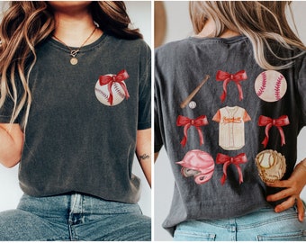 Comfort Colors Baseball Mom Shirt: Vintage Bow Retro Style
