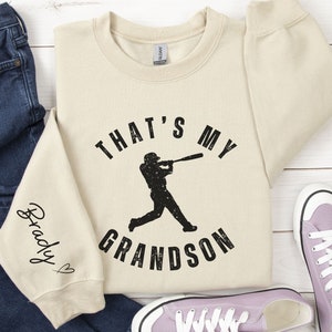 Custom That&#39;s My Grandson Baseball Sweatshirt, Personalized Gift for Grandma, Grammy Hoodie, Baseball Mimi Shirt, Baseball Gifts