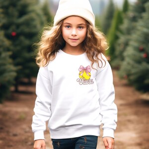 Custom Pink Bow Softball Youth Hoodie, Cute Ribbon Softball Youth Sweatshirt, Softball Gifts, Softball Sister Shirt, Softball Girl Kids Tee image 4