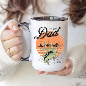 Reel Cool Dad Fishing Retro Mug, Fishing Gift for Dad, Fishing Daddy Coffee Mug, Father&#39;s Day Gift, Gift for Dad, Dad Life Coffee Mug