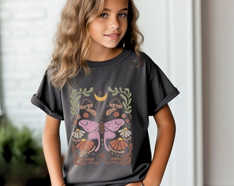 Comfort Colors Luna Moth Youth Shirt: Cottagecore Boho Tee