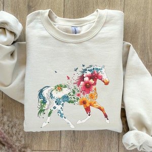 Floral Horse Sweatshirt: Wildflower Horse Lover Gift