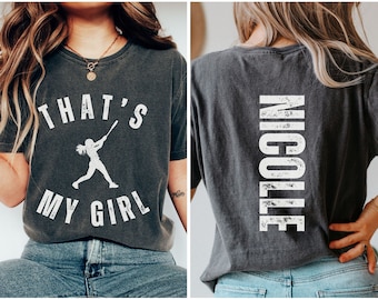 Custom That's My Girl Softball Mom Comfort Colors Shirt, Personalized Gift for Mom Dad, Cute Softball Mom Sweatshirt, Softball Mom Shirt