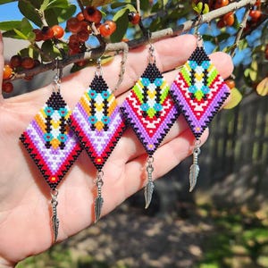 MMIW Beaded Earrings: First Nation Handmade Delica Seed Bead Jewelry