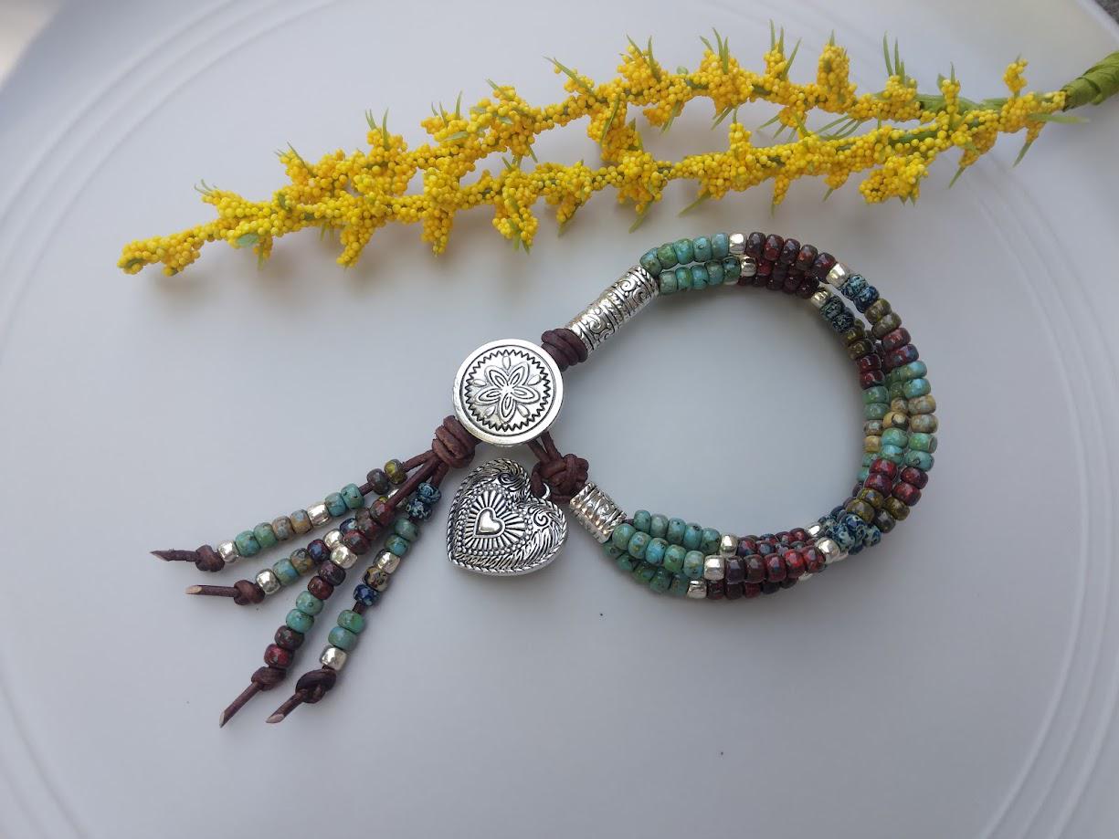 Bracciale e braccialetto avvolgente in pelle Boho da donna e uomo