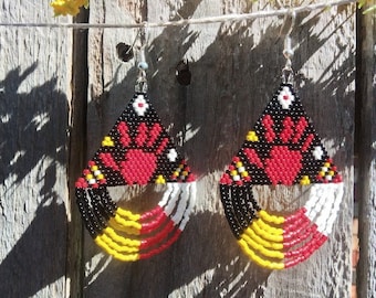 MMIW Awareness Earrings: Handmade Women's Beaded Jewelry, Medicine Wheel colors
